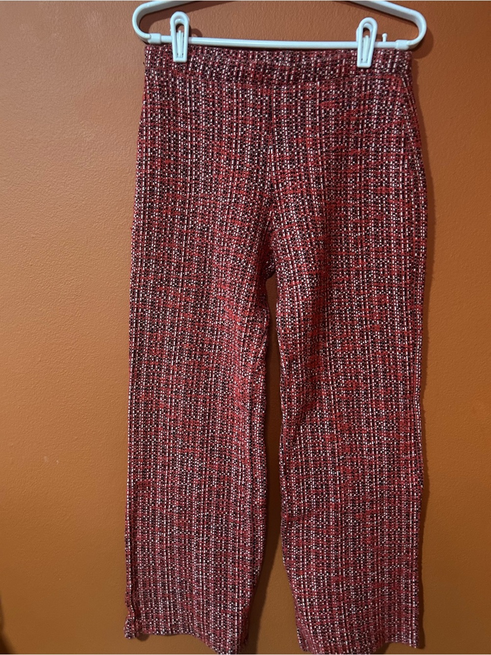 Zara Red and Black Knit Tweed Pants